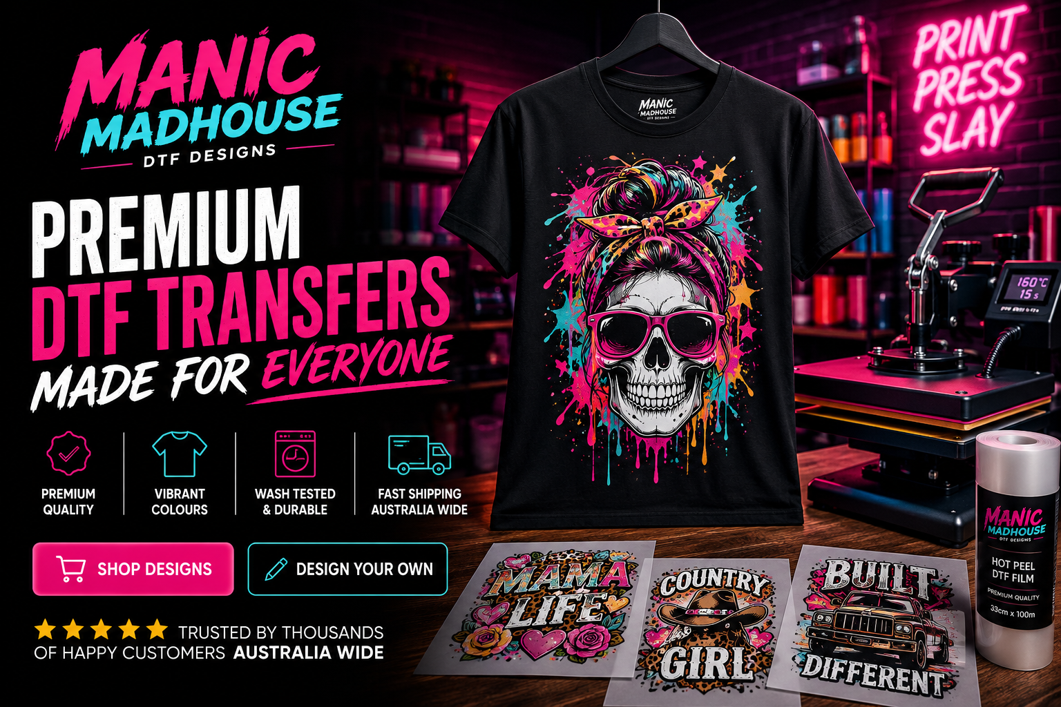 Manic Madhouse DTF Designs